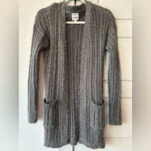 Hippie Rose Fuzzy Gray Cardigan
